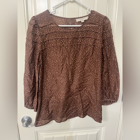 LOFT Brown and White Blouse - Picture 1 of 1